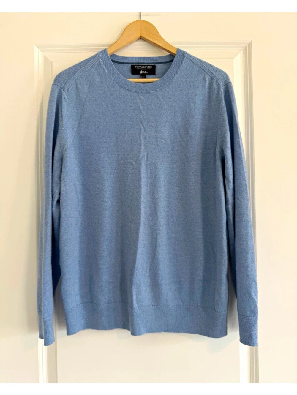 Banana Republic Merino Wool Sweater Men's L Light Blue Barruffa Italian Yarn